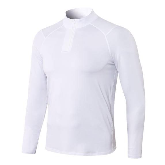 ZVNAΖH Mens Long Sleeve 1/4 Zip Stand Up Collar T-shirts Sports Fitness Slim Fit Muscle Tops