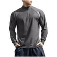 thumbnail image 1 of ZVNAΖH Mens Long Sleeve Active 1/4 Zip Stand Up Collar T-Shirt Solid Quick Dry Sports Training Top, 1 of 5