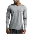 thumbnail image 1 of ZVNAΖH Mens Long Sleeve Crew Neck Solid Color T-shirts Sports Fitness Quick Dry Base Layer Tops, 1 of 5