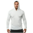 thumbnail image 1 of ZVNAΖH Mens Long Sleeve Hooded Sports T-shirt Solid Slim Fit Pullover Tops Lightweight Quick Dry Running Training Hoodies, 1 of 6