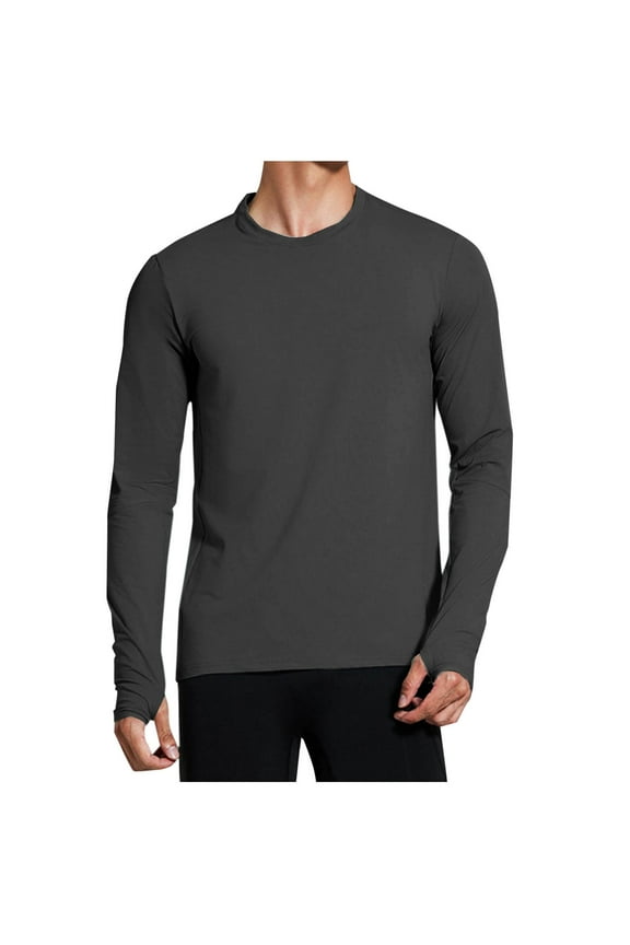 ZVNAΖH Mens Long Sleeve T-shirts with Thumb Holes Lightweight Quick Dry Sports Running Training Tops