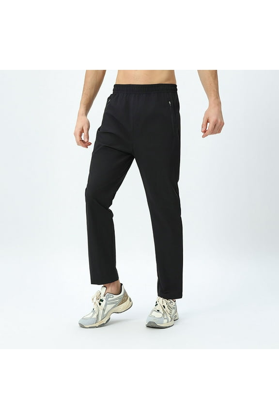 ZVNAΖH Mens Nylon Track Pants Open Bottom Quick Dry Lightweight Joggers Athletic Running Pants with Zipper Pockets