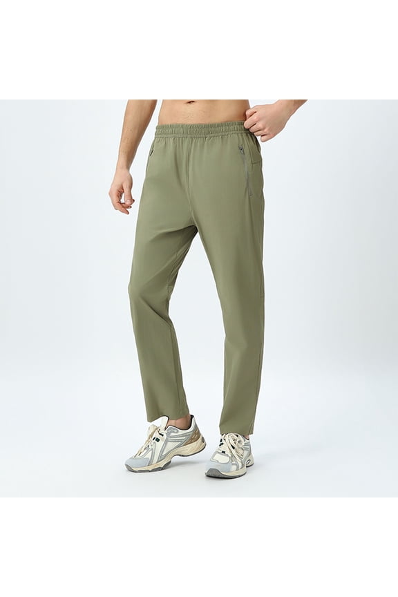 ZVNAΖH Mens Nylon Track Pants Open Bottom Quick Dry Lightweight Joggers Athletic Running Pants with Zipper Pockets