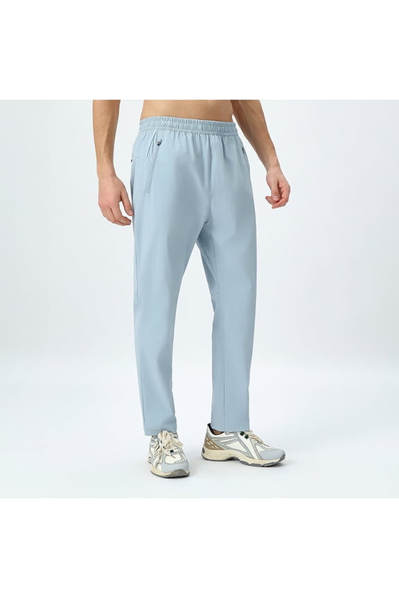 ZVNAΖH Mens Nylon Track Pants Open Bottom Quick Dry Lightweight Joggers Athletic Running Pants with Zipper Pockets