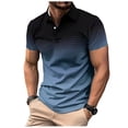 thumbnail image 1 of ZVNAΖH Mens Ombre Print Shirt, Short Sleeve Button Down Lapel Collar Mesh Sport Top, S-3XL, 1 of 6