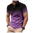 thumbnail image 1 of ZVNAΖH Mens Ombre Print Shirt, Short Sleeve Button Down Lapel Collar Mesh Sport Top, S-3XL, 1 of 5