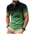 thumbnail image 1 of ZVNAΖH Mens Ombre Print Shirt, Short Sleeve Button Down Lapel Collar Mesh Sport Top, S-3XL, 1 of 6