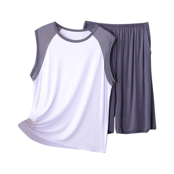 ZVNAΖH Mens Pajamas Set, Oversized Tank Tops and Shorts 2 Piece, Super Soft Comfty Lounge Sets Sleepwear