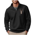 thumbnail image 1 of ZVNAΖH Mens Quarter Zip Up Sweatshirt Lightweight Mock Neck Pullover Elk Print Golf Fleece Shirt Fall Winter Outfits, 1 of 4