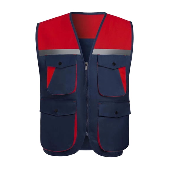 ZVNAΖH Mens Reflective Safety Vest Construction Workwear Stand Collar Zip Up Outerwear with Multi Pockets High Visibility