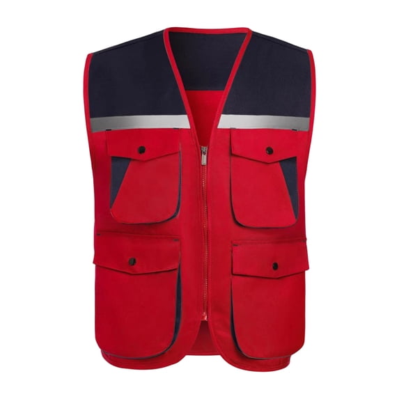 ZVNAΖH Mens Reflective Safety Vest Construction Workwear Stand Collar Zip Up Outerwear with Multi Pockets High Visibility