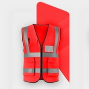 ZVNAΖH Mens Safety Vest Reflective Work Shirts with Pockets Construction Vest High Visibility Zipper Front Safety Vest with Reflective Strips