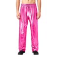 thumbnail image 1 of ZVNAΖH Mens Shiny Pants Metallic Trousers Loose Fit Straight Leg Elastic Waist for Halloween Party Disco, 1 of 6
