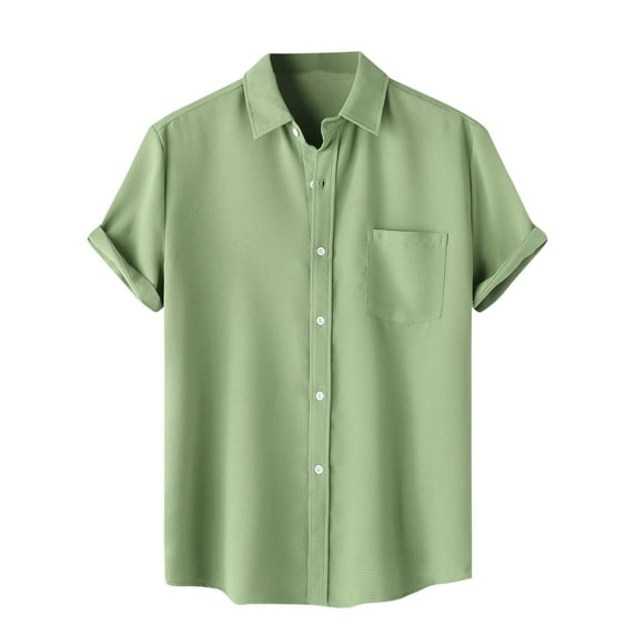 ZVNAΖH Mens Shirts,Hawaiian Shirts for Men with Pocket Casual Short Sleeve Button Down Waffle Shirts