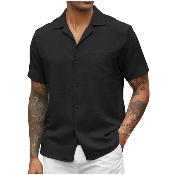 ZVNAΖH Mens Shirts,Shirts for Men Short Sleeve Casual Turn-down Collar Button Shirts Summer Beach Shirts