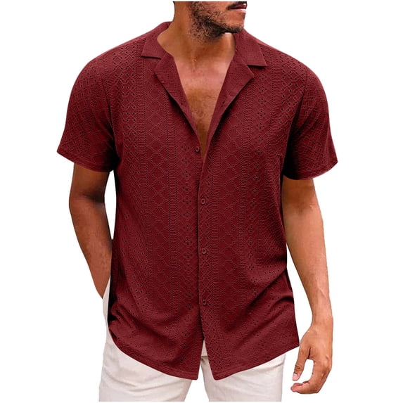 ZVNAΖH Mens Shirts,Shirts for Men Short Sleeve Casual Turn-down Collar Button Shirts