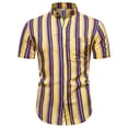 thumbnail image 1 of ZVNAΖH Mens Short Sleeve Button Down Shirts Casual Striped Ethnic Stand Up Shirts Hawaiian Beach Shirts Oversized Shirts, M-5XL, 1 of 3
