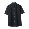 thumbnail image 1 of ZVNAΖH Mens Short Sleeve Button Down Shirts Summer Casual Stand Up Collar Shirt Solid Color Pocket Shirt Lightweight Tops, 1 of 9