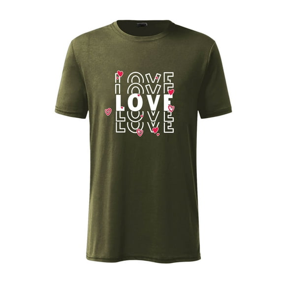 ZVNAΖH Mens Short Sleeve T Shirts Valentine's Day Letter Print Crew Neck T-shirt Summer Casual Tops