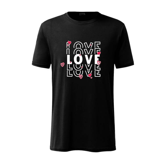 ZVNAΖH Mens Short Sleeve T Shirts Valentine's Day Letter Print Crew Neck T-shirt Summer Casual Tops