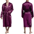 thumbnail image 1 of ZVNAΖH Mens Silky Satin Lounge Robe, Long Lightweight Sleepwear, Christmas Clearance, Gifts for Men, Loungewear with Pockets, 1 of 2