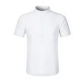 thumbnail image 1 of ZVNAΖH Mens Stand Up Collar Short Sleeve Shirts Summer Casual Button Up Shirts Comfy Solid Classic Pocket Shirts, 1 of 7