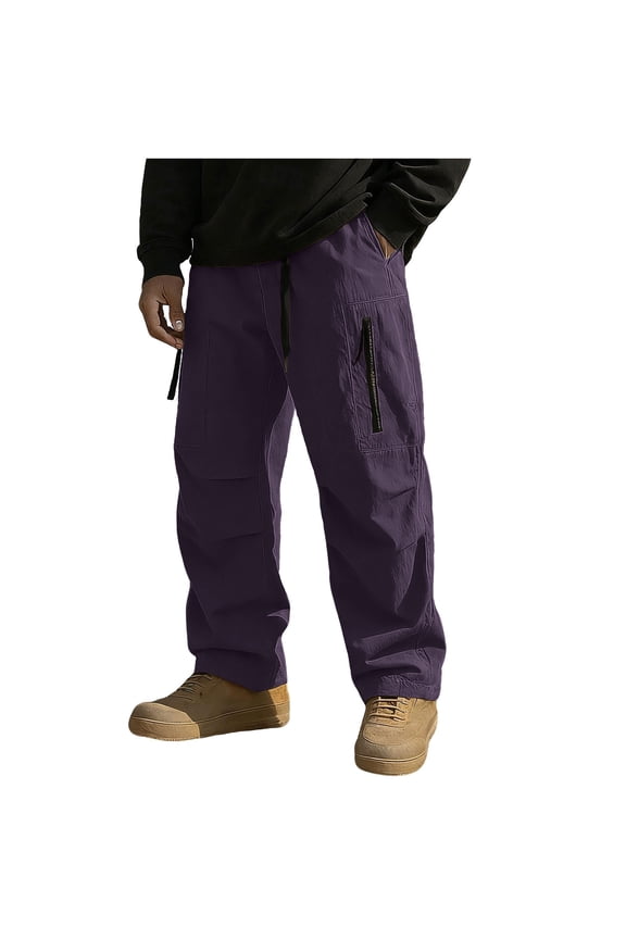 ZVNAΖH Mens Winter Fleece Lined Cargo Pant Waterproof Outdoor Work Pants Softshell Ski Insulated Climbing Pants with Zipper Pockets