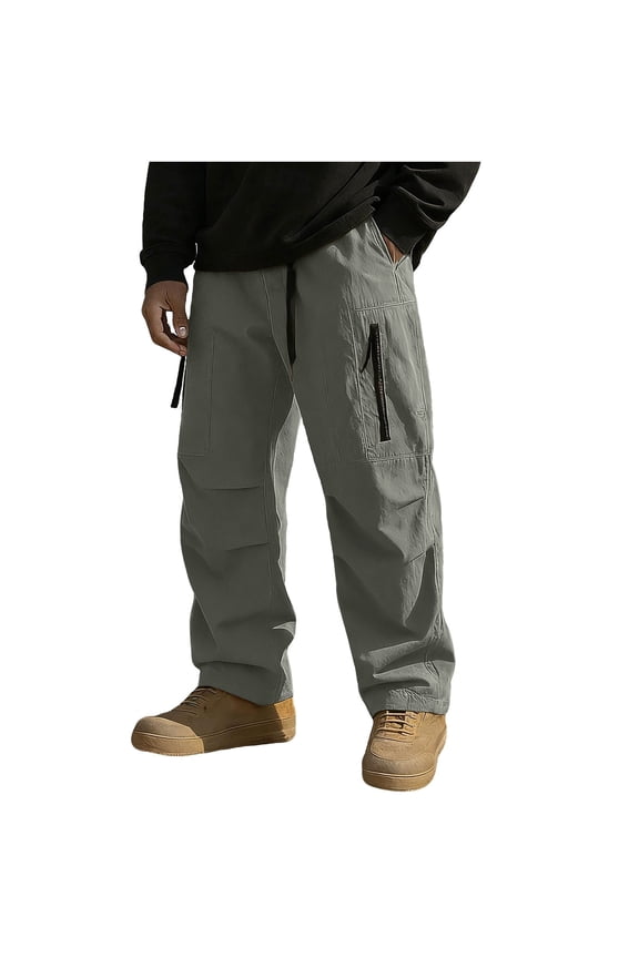 ZVNAΖH Mens Winter Fleece Lined Cargo Pant Waterproof Outdoor Work Pants Softshell Ski Insulated Climbing Pants with Zipper Pockets