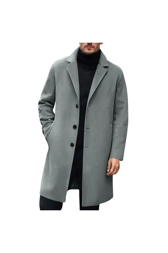 ZVNAΖH Mens Wool Blend Casual Trench Coat Single Breasted Lapel Slim Fit Overcoat Fall Winter Warm Peacoat with Pockets