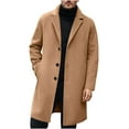 thumbnail image 1 of ZVNAΖH Mens Wool Blend Casual Trench Coat Single Breasted Lapel Slim Fit Overcoat Fall Winter Warm Peacoat with Pockets, 1 of 4