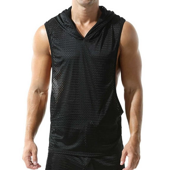 ZVNAΖH Mens Workout Gym Hooded Tank Top Sleeveless Cut Off Fashion T Shirts Breathable Quick Dry Hoodies