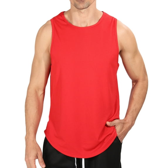 ZVNAΖH Mens Workout Tank Tops Sleeveless Shirts Curved Hem Tees Summer Tops for Casual Gym Muscle Training