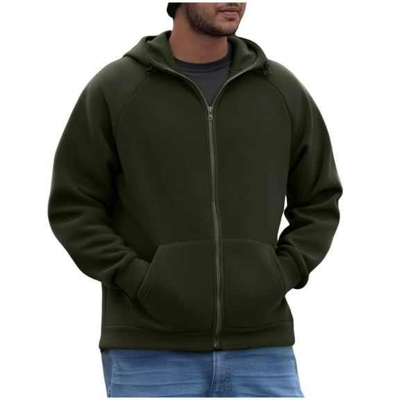 ZVNAΖH Mens Zip Up Hoodie Hooded Fleece Sweatshirt with Front Pouch Pocket, Loose Fit Midweight Thermal-Lined, S-3XL