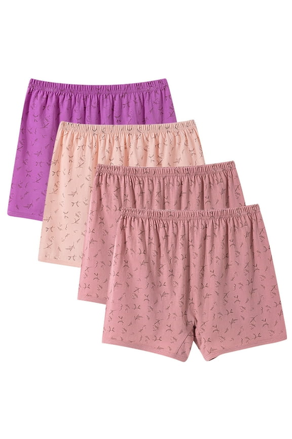 ZVNAΖH Panties for Women Plus Size, Cotton Underwear High Waisted Boyshorts for Old Women, Full Coverage Stretchy Panties, 4 Packs Clearance, Sizes L-6XL