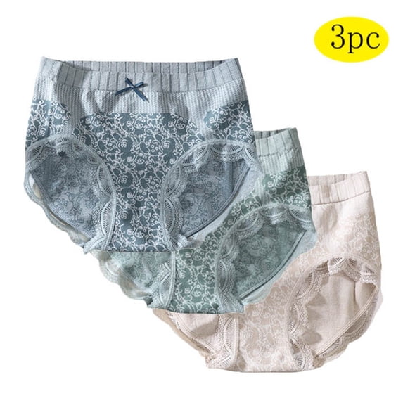 ZVNAΖH Panties for Women,Women's Mid-waist Breathable Lace Butt Lifting 3PC Underwear,Women's Panties