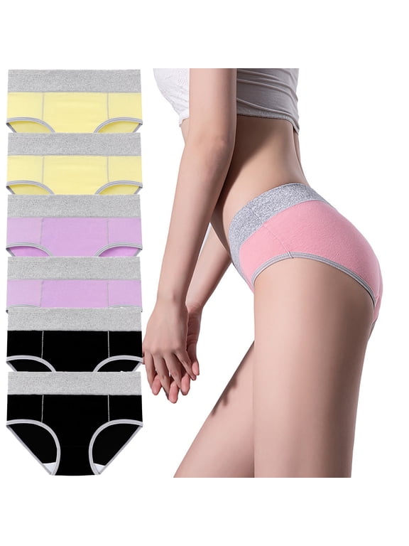 ZVNAΖH Panties for Women,Women's Mid-waist Breathable Lace Butt Lifting 6PC Underwear,Women's Panties