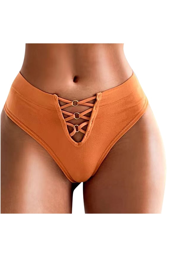 ZVNAΖH Panties for Women,Women's Traceless Ice Silk T-back Briefs Sexy Metal Buckle Ventilate Hollow Out Underpants,Women's Panties