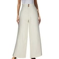 thumbnail image 1 of ZVNAΖH Pants for Women Casual Wide Leg Cotton Linen Loose Elastic Waist Pants for Women, 1 of 5
