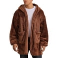 thumbnail image 1 of ZVNAΖH Plush Hooded Cardigan for Women and Men, Unisex Cozy Loungewear Sweatshirt, Fuzzy Fleece Blanket Hoodie Open Front Coat, 1 of 9