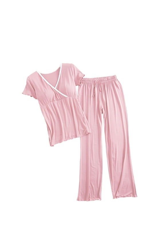 ZVNAΖH Pregnant Clothes for Women, Comfy Lounge Sets for Pregnant Women, Maternity Nursing Short Sleeve Tops and Drawstring Pants