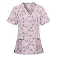 thumbnail image 1 of ZVNAΖH Scrub Tops for Women Short Sleeve V-Neck Stretch Holiday Scrub Shirt Cute Animal Print Nursing Workwear with 2 Pockets, 1 of 3