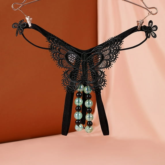 ZVNAΖH Sexy G String Thongs for Women, Valentine's Day Gifts, Couple Supplies, Open Cut Non-Removable Massage Beads Panties