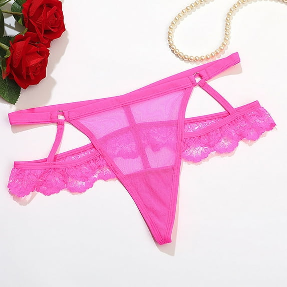ZVNAΖH Sexy G String Thongs for Women, Valentine's Day Gifts for Women, Floral Lace Low Rise Two-layer Adjustable Panties, Sizes S-L