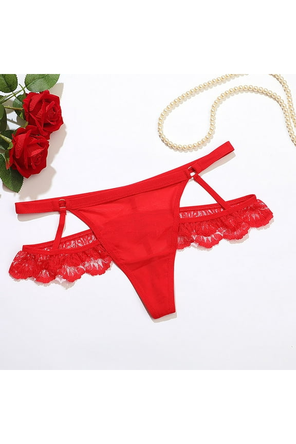 ZVNAΖH Sexy G String Thongs for Women, Valentine's Day Gifts for Women, Floral Lace Low Rise Two-layer Adjustable Panties, Sizes S-L