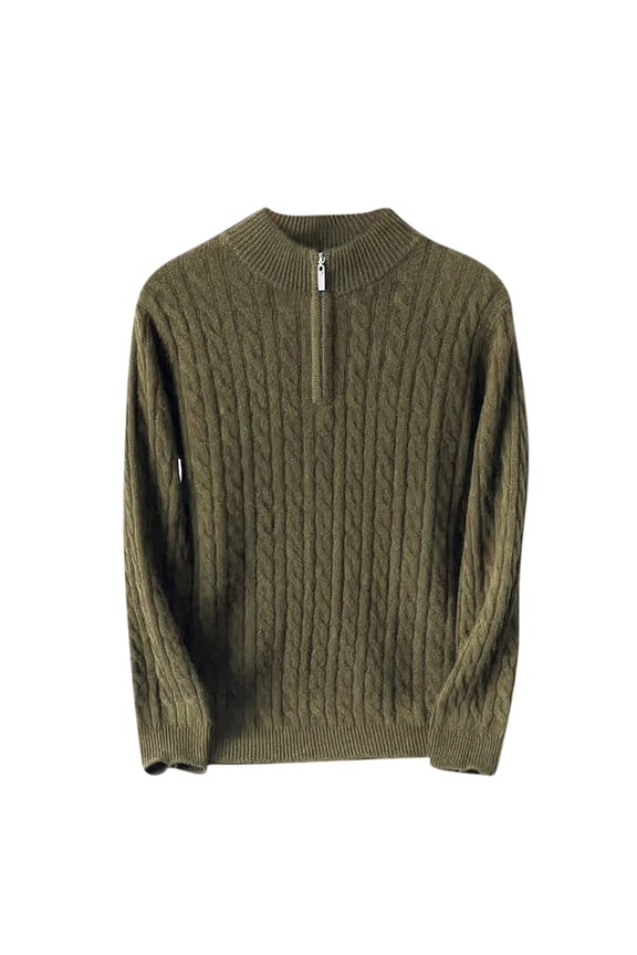 ZVNAΖH Sweaters for Men Zipper Front, Quarter Zip Sweater Men Cable Knit Pullover Crewneck Long Sleeve Sweater Casual Knit Sweaters Plus Size Sweaters