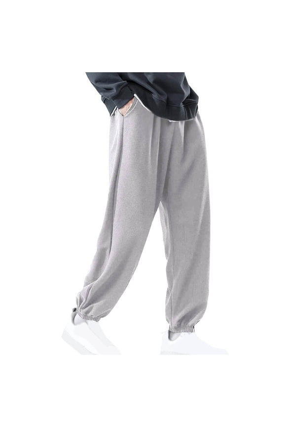 ZVNAΖH Sweatpants Oversized Men, Mens Closed Bottom Sweatpants with Pockets, Mens Elastic Waist Drawstring Workout Gym Joggers On Clearance