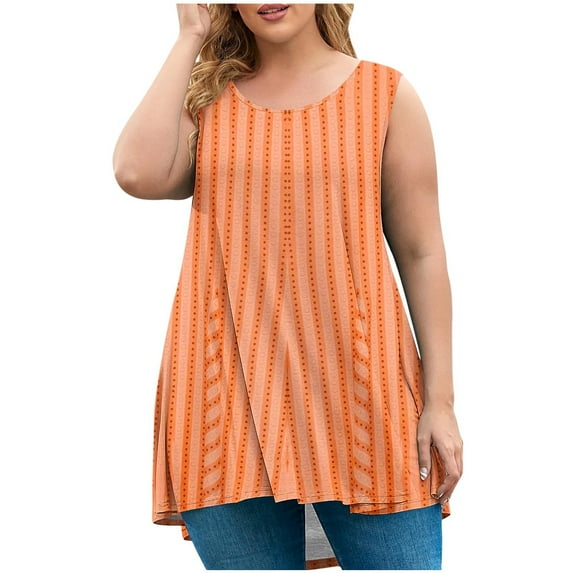 ZVNAΖH Tank Tops for Women Plus Size Summer Casual Loose Fit Crew Neck Sleeveless Pullover Tops