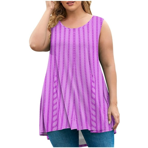 ZVNAΖH Tank Tops for Women Plus Size Summer Casual Loose Fit Crew Neck Sleeveless Pullover Tops