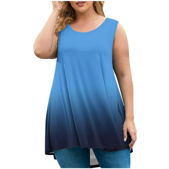 ZVNAΖH Tank Tops for Women Plus Size Summer Casual Loose Fit Crew Neck Sleeveless Pullover Tops