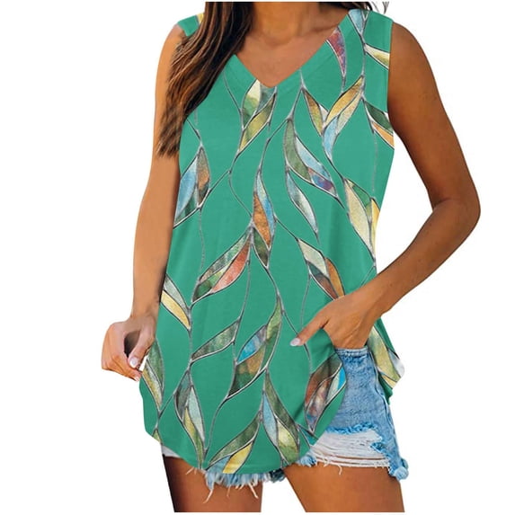 ZVNAΖH Tank Tops for Women,Women's Fashion Casual Solid Color V-Neck Tank Top